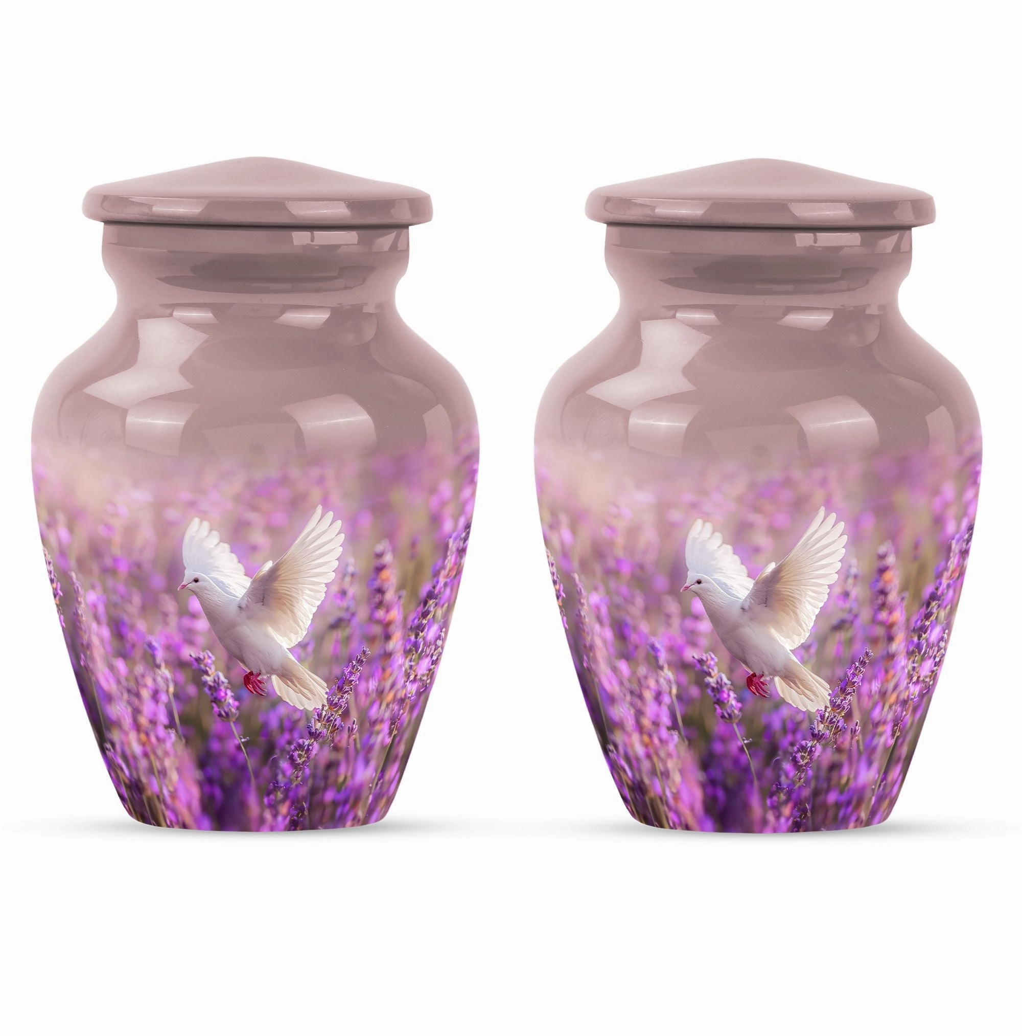 White Dove Memorial Urn on Purple Canvas for Majestic Women