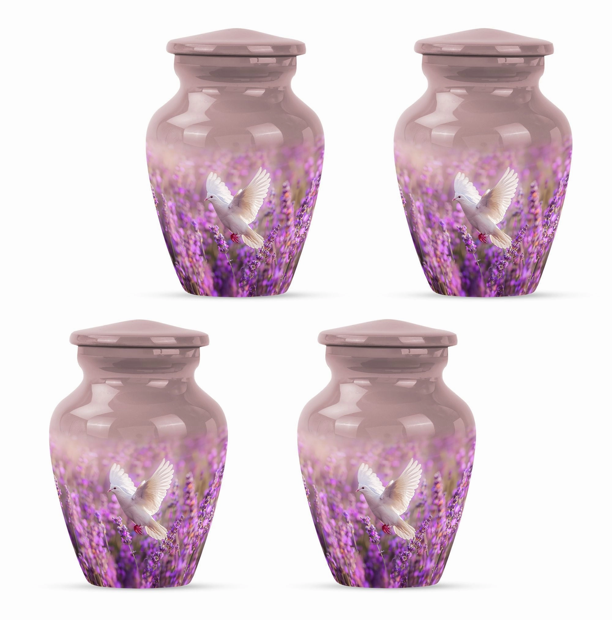 White Dove Memorial Urn on Purple Canvas for Majestic Women